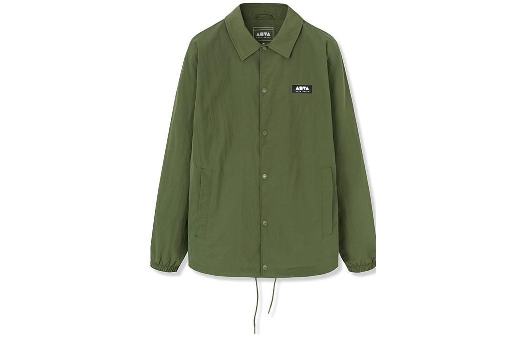 Anta Logo Printed Button-Up Collared Jacket Green Unisex 172238606-2