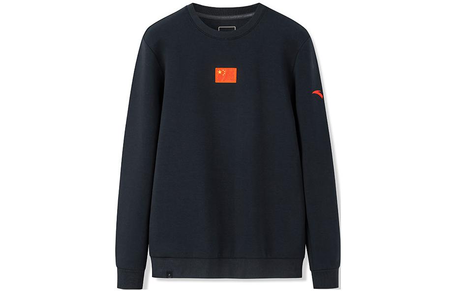 Anta Logo Pullover Sweatshirt Black with National Flag Print Design 152250708-2