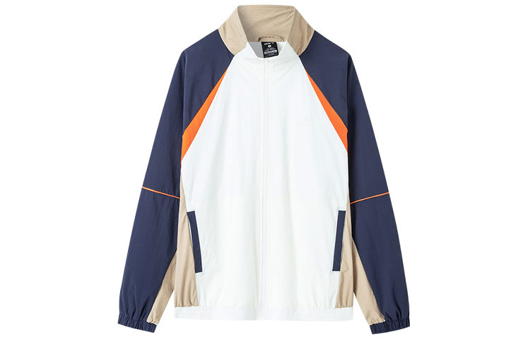 Anta Loose-Fit Colorblock Knit Track Jacket Blue - 952138613-1