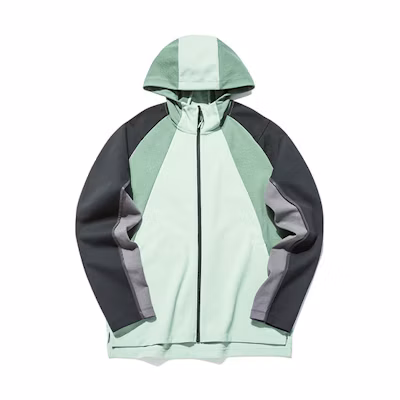 Anta Loose-Fit Windproof Colorblock Hooded Jacket in Aqua Green 152137734-1