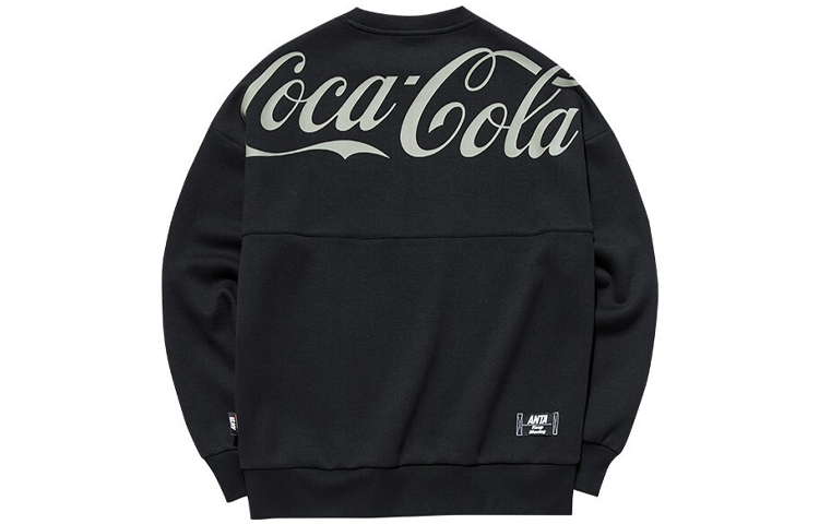 Anta Loose Fit Letter Print Crewneck Sweatshirt Black 952139712-5