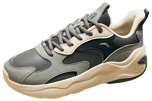 Anta安踏 圓頭繫帶 減震耐磨 低筒 老爹鞋 男款 灰白 Lookbook Anta安踏 圓頭繫帶 減震耐磨 低筒 老爹鞋 男款 灰白