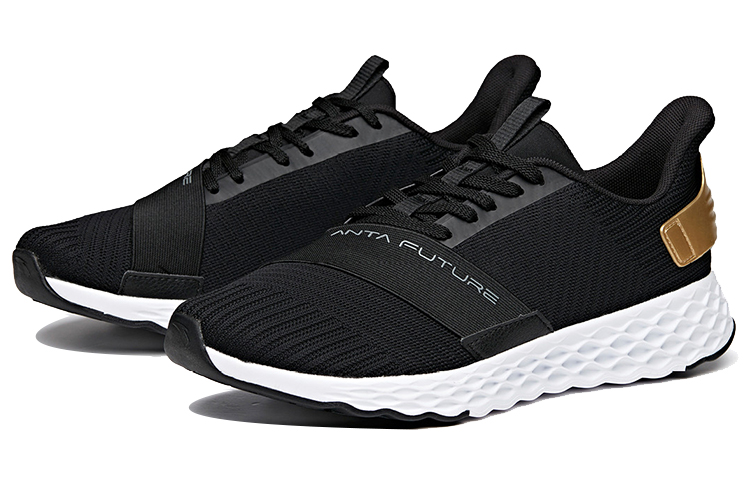 Anta Low-Top Running Shoes 'Black White Gold' 圖 2