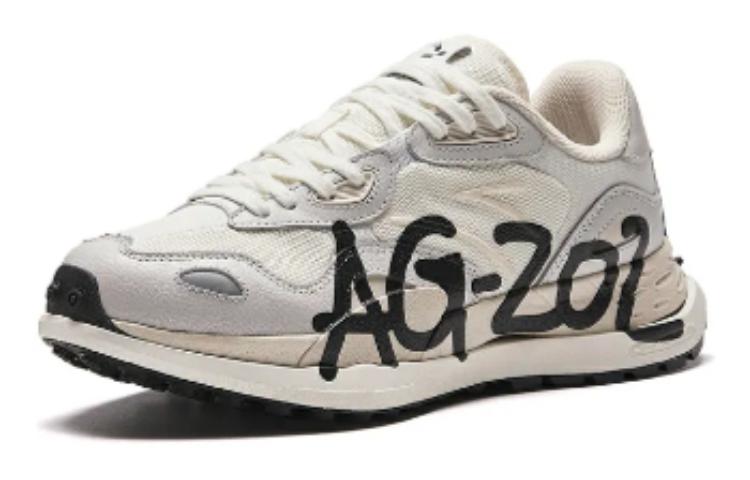 Order 安踏 圓頭繫帶 耐磨防水 低幫 跑步鞋 男款 白灰黑