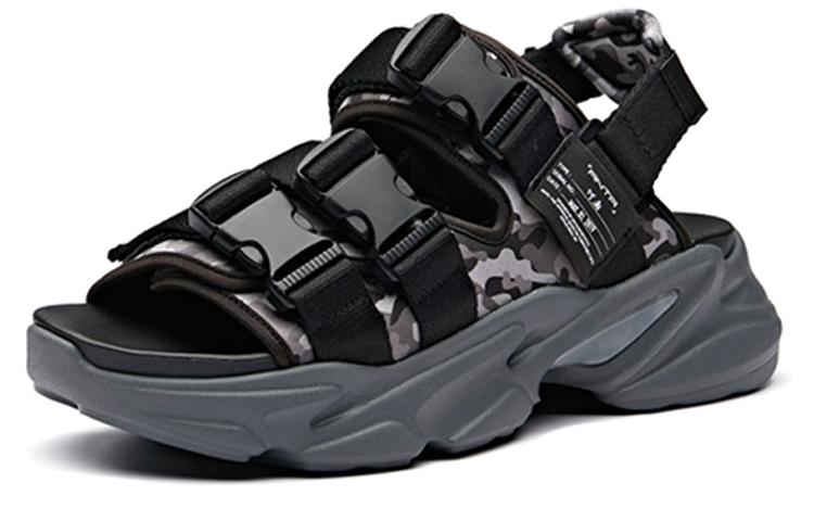 Lookbook Anta Magic Tape Comfort Thick Sole Sandal 'Black Grey' 11928882-5