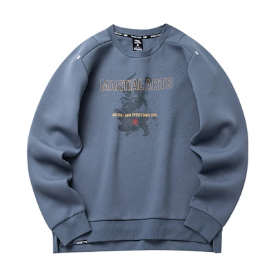 Anta Martial Arts Graphic Pullover Sweatshirt Unisex Silver Gray 952217706-3