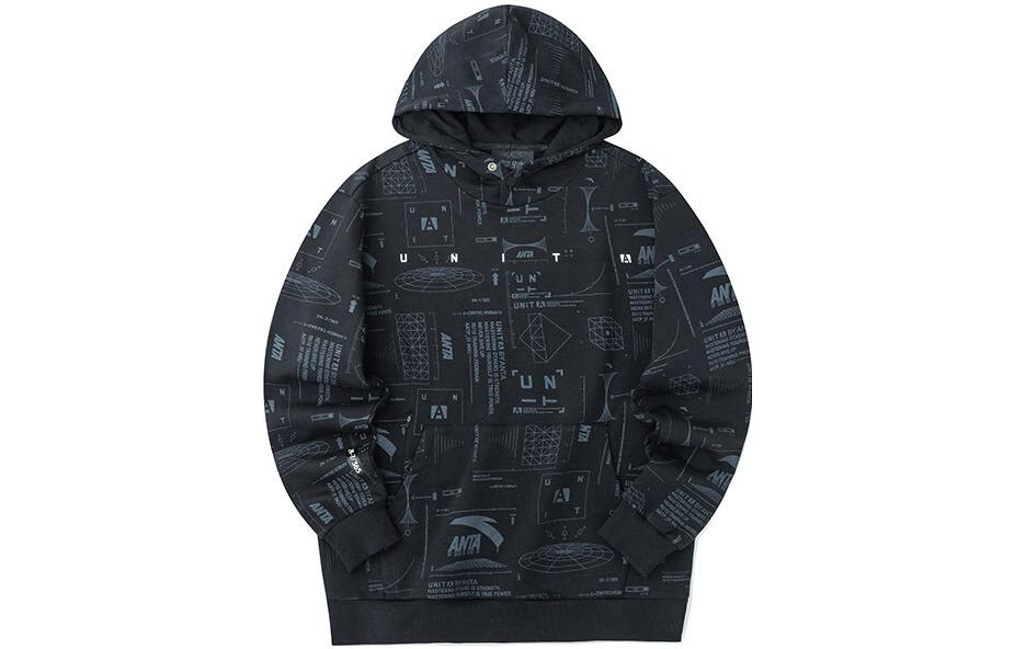 Anta Men’s Pullover Sweatshirt Full Letter Print Black 152237731-3