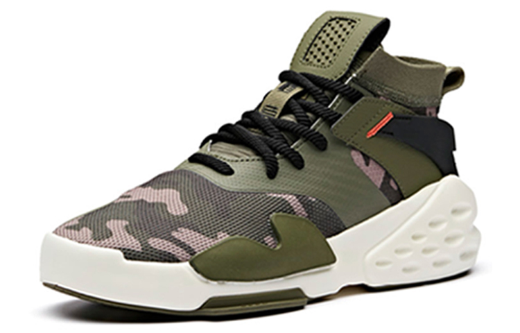 Lookbook Anta Mid-Top Skateboard Sneakers 'Green Black White' 11918081-6