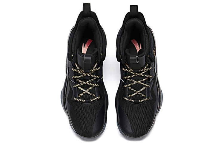 Shop Anta Mid Top Basketball Shoes 'Black Gold White' 91941181-3