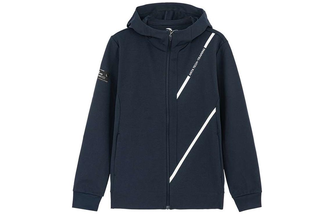 Anta Midnight Blue Training Knit Hoodie Jacket 152117717-3