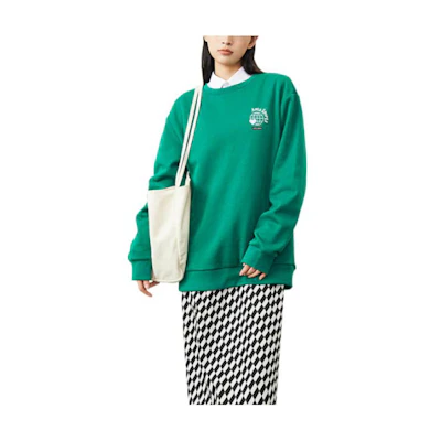 Anta Mint Green Unisex Pullover Sweatshirt with Logo Print 972248708-1