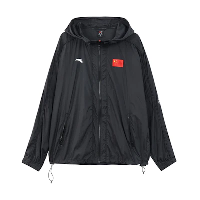 Anta National Flag Series Embroidered Hoodie Woven Jacket Unisex Black. 152130619-2