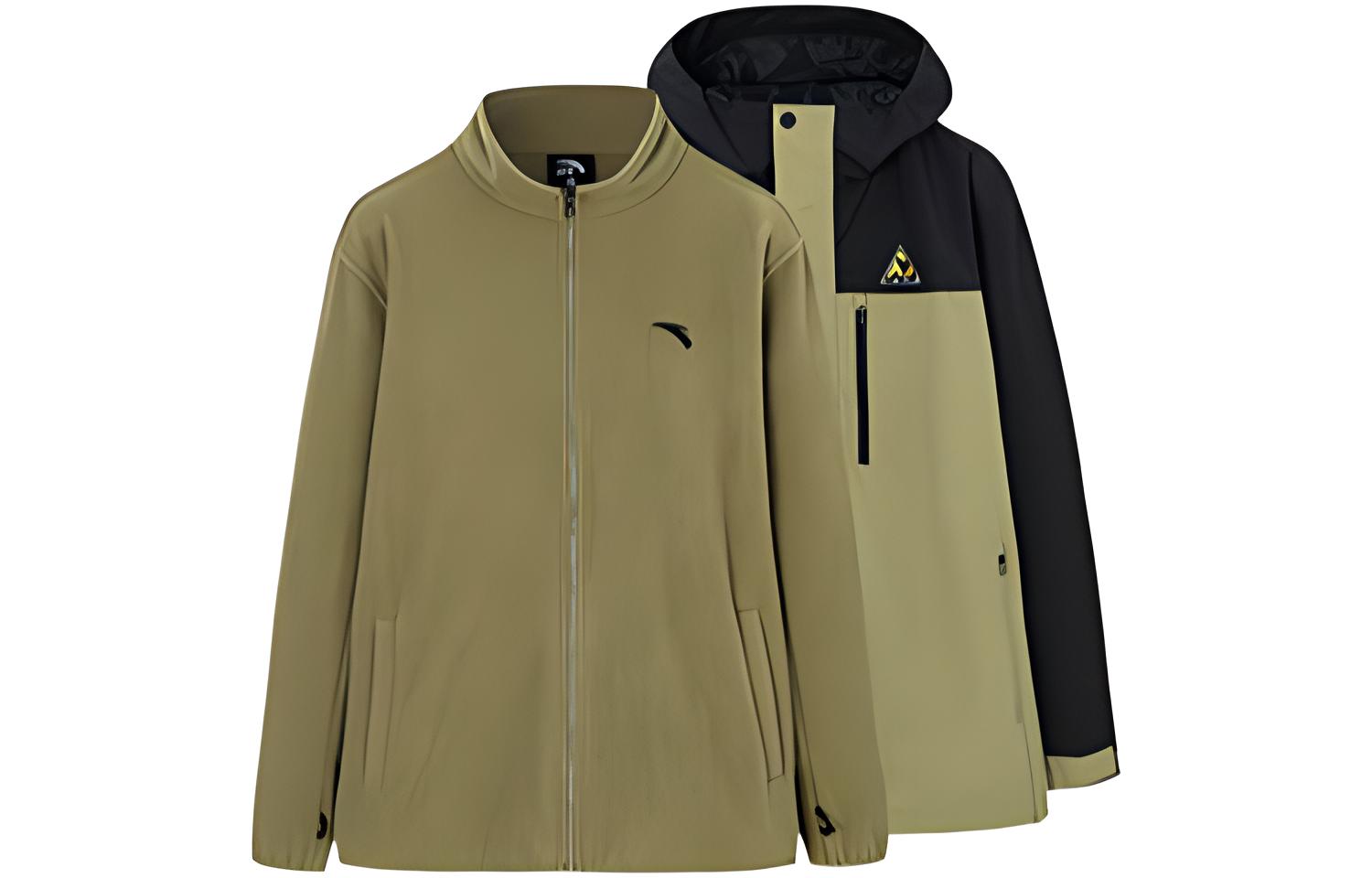 Anta Outdoor 3-in-1 Fleece-Lined Waterproof Jacket Beige Unisex 152246604-3