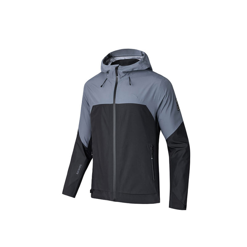 Order 安踏户外拼色透气连帽登山夹克 黑/灰 152446601-5