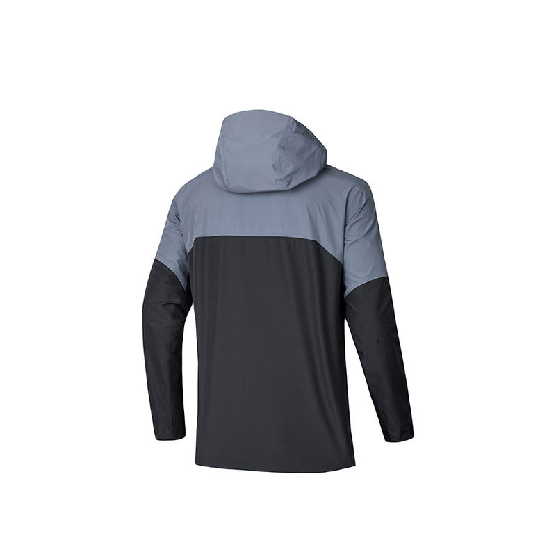 Lookbook 安踏户外拼色透气连帽登山夹克 黑/灰 152446601-5