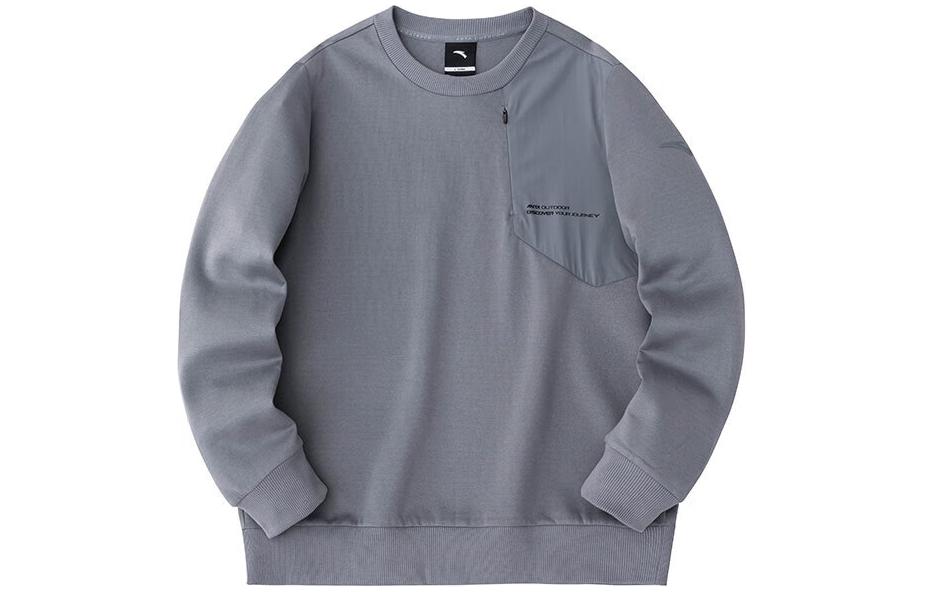 Anta Outdoor Crewneck Knit Pullover Sweatshirt Men’s Pencil Gray 152416703-2