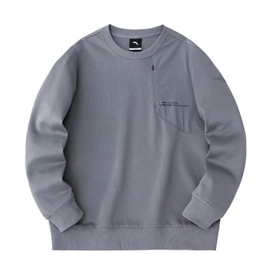 Anta Outdoor Crewneck Knit Pullover Sweatshirt Men’s Pencil Gray 152416703-2