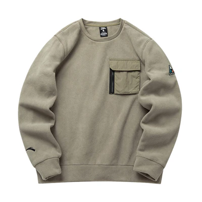 Anta Outdoor Fleece Crewneck Sweatshirt with Pocket - 152146706-4