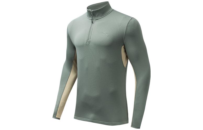 Anta Outdoor Half-Zip Colorblock Fleece Pullover Sweatshirt Blue-Grey () 152346402-1