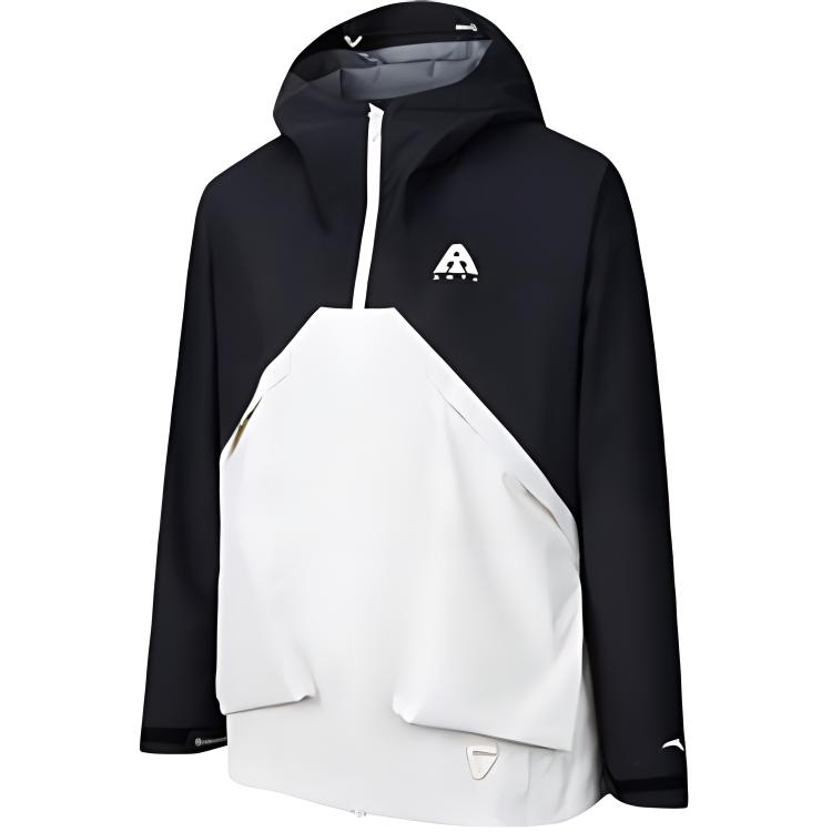 Anta Outdoor Hiking Hard Shell Windproof Jacket Unisex Black/Vanilla White 962437602-7