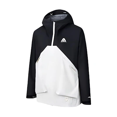 Anta Outdoor Hiking Hard Shell Windproof Jacket Unisex Black/Vanilla White 962437602-7