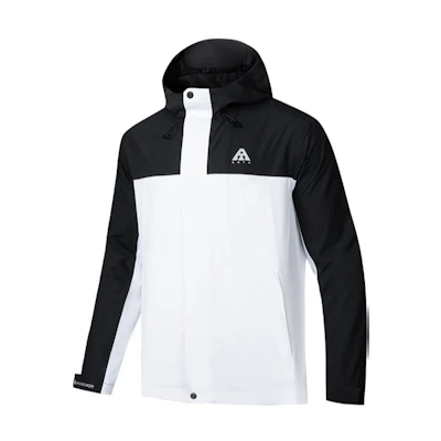 Anta Outdoor Hooded Shell Jacket 20 Black White - Waterproof & Windproof for Men 952437617-8