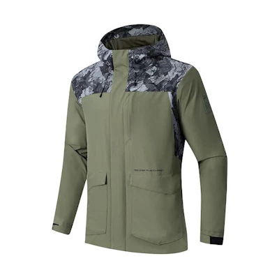 Anta Outdoor Olive Green Water-Resistant Colorblock Hooded Jacket 152416613-2