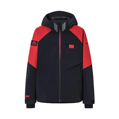 Anta Outdoor Series Black/Red Colorblock Letter Zip Hooded Jacket. 152340607-5