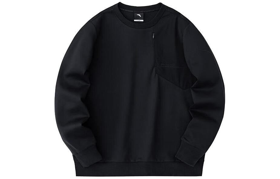 Anta Outdoor Series Basic Black Crewneck Pullover Sweatshirt for Men 152416703-3