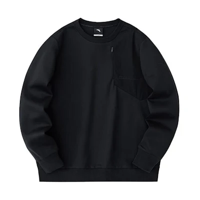 Anta Outdoor Series Basic Black Crewneck Pullover Sweatshirt for Men 152416703-3