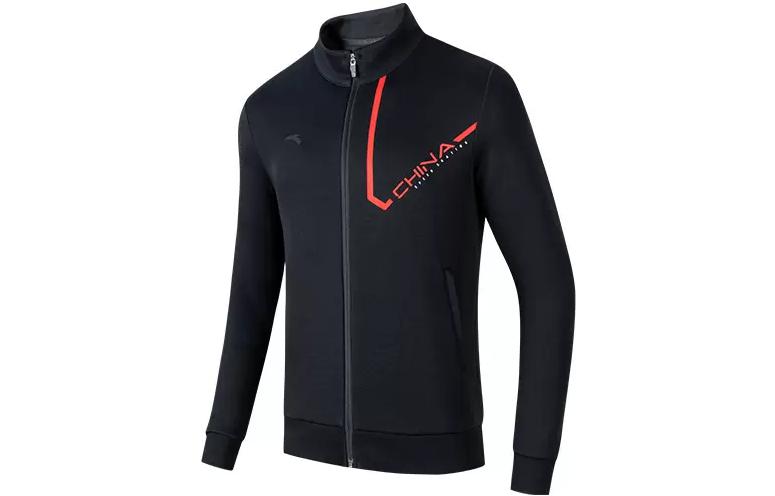 Anta Outdoor Series Black Knit Jacket with Letter Print Casual Design 152317702-4