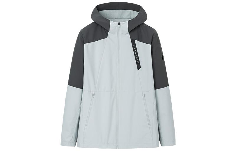 Anta Outdoor Series Colorblock Letter Print Hooded Jacket Men’s Clay Gray 152317621-1