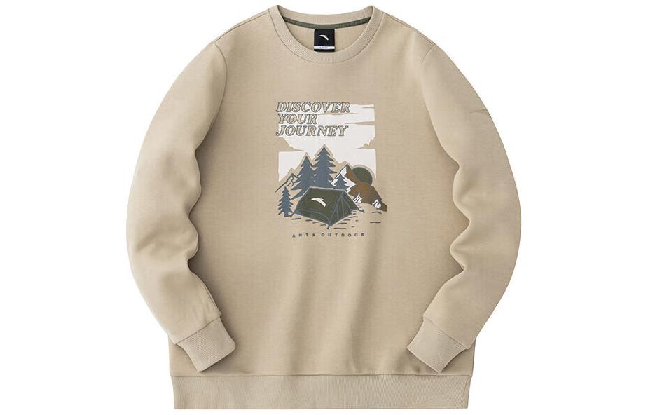 Anta Outdoor Series Easy-Care Crewneck Sweatshirt Beige Camping Design 152416701-2