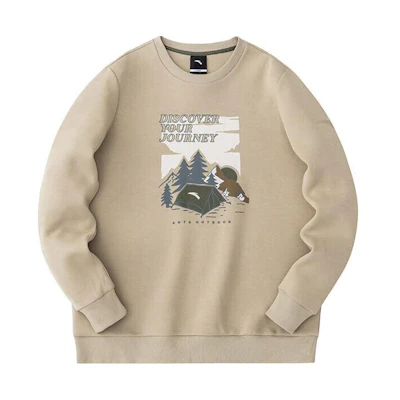 Anta Outdoor Series Easy-Care Crewneck Sweatshirt Beige Camping Design 152416701-2