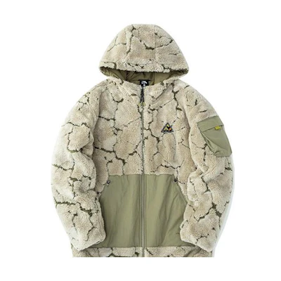 Anta Outdoor Series Full-Print Zip Hoodie Thickened Gray/Light Brown 152246710-2