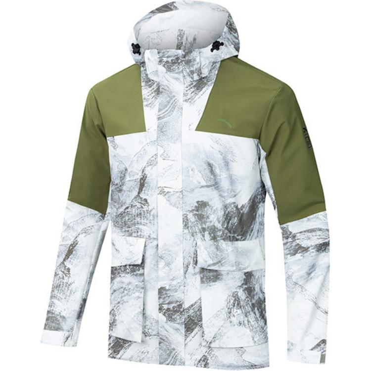 Anta Outdoor Series Hooded Colorblock Printed Jacket White/Green 152446602N-5