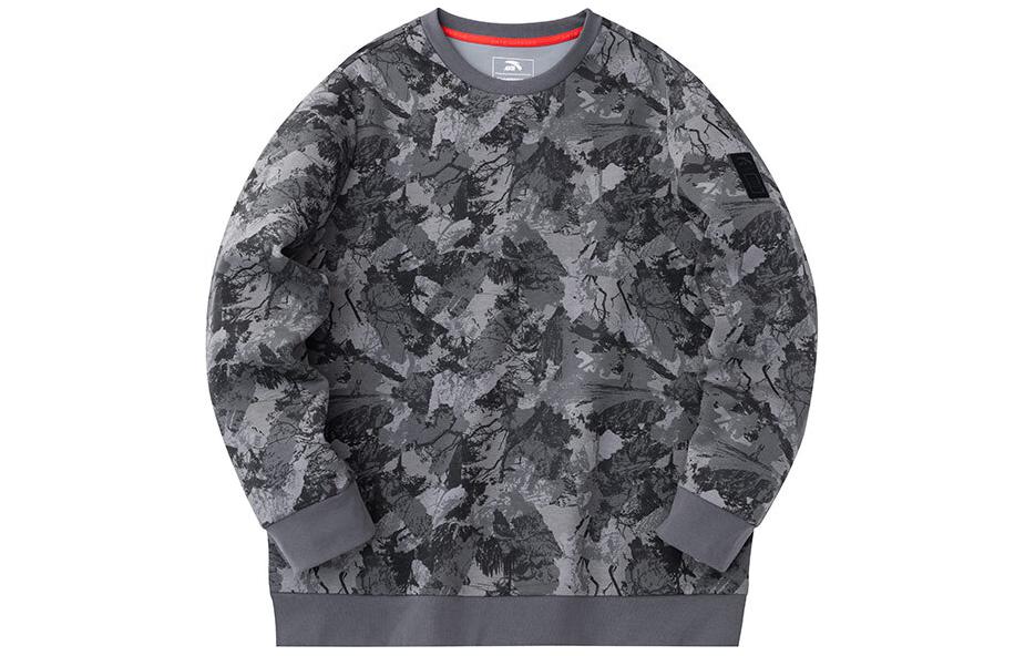 Anta Outdoor Series Printed Crewneck Sweatshirt Loose Fit - Pencil Gray 152416706-4