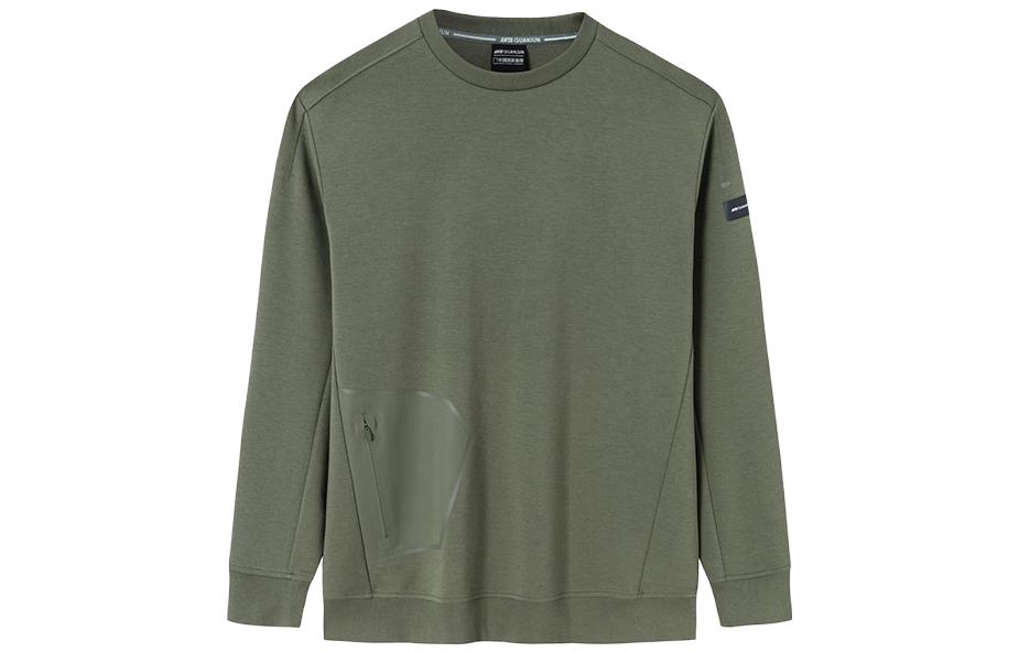 Anta Outdoor Sweat-Wicking Crewneck Pullover Sweatshirt Olive Green () 152410717-1