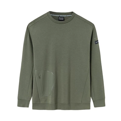 Anta Outdoor Sweat-Wicking Crewneck Pullover Sweatshirt Olive Green () 152410717-1