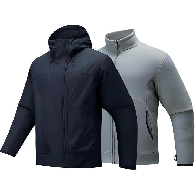 Anta Outdoor Water-Resistant Fleece Jacket Basic Black/Calm Gray 152446609-4