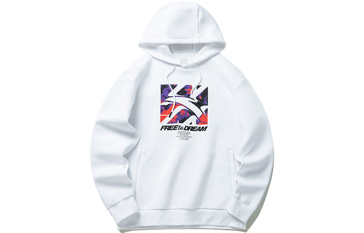 Anta Oversized Logo Print Pullover Hoodie White 152211743-1