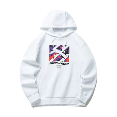 Anta Oversized Logo Print Pullover Hoodie White 152211743-1