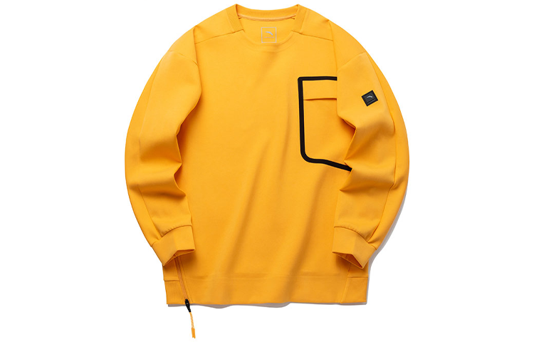 Anta Premium Crewneck Pullover Sweatshirt Warm Orange with Chest Pocket 152210727-4