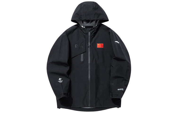 Anta Premium Series Black Hooded Jacket with Emblem Logo 152130601-3