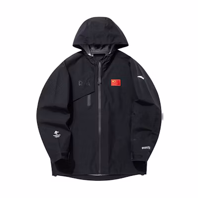 Anta Premium Series Black Hooded Jacket with Emblem Logo 152130601-3