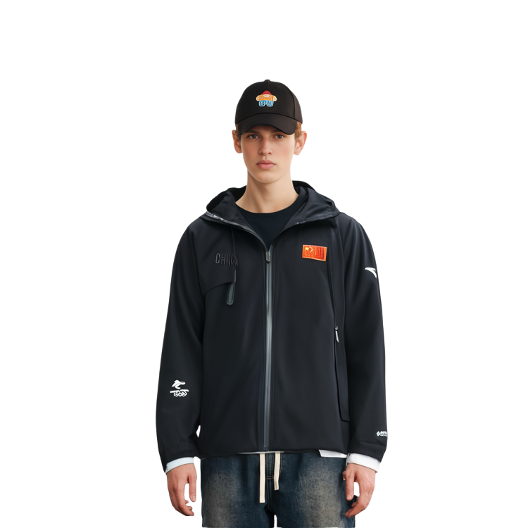 Sizing 安踏高端系列黑色連帽外套附徽標LOGO 152130601-3