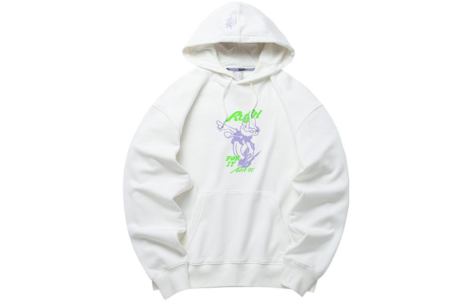 Anta Printed Graphic Drawstring Sweatshirt Unisex - Paper White 172218702R-1