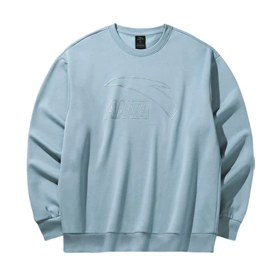 Anta Pullover Crewneck Logo Breathable Sports Sweatshirt Blue - 952448709-1