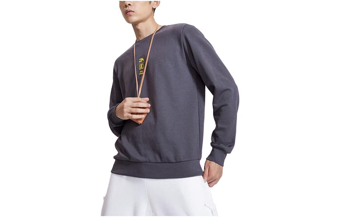 Anta Pullover Crewneck Sweatshirt Castle Gray - Casual Logo Series 95918709-9