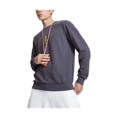 Anta Pullover Crewneck Sweatshirt Castle Gray - Casual Logo Series 95918709-9